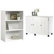 Home Square 2-Piece Set with Craft Table & 3-Shelf Bookcase in Soft White
