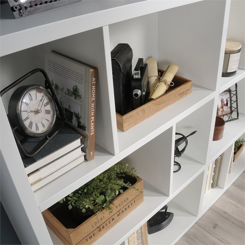 Home Square 2-Piece Set with Craft Table & Horizontal Bookcase in Soft White