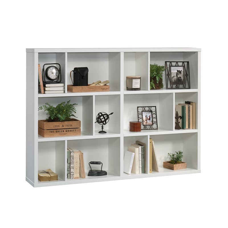 Home Square 2-Piece Set with Craft Table & Horizontal Bookcase in Soft White