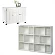 Home Square 2-Piece Set with Craft Table & Horizontal Bookcase in Soft White