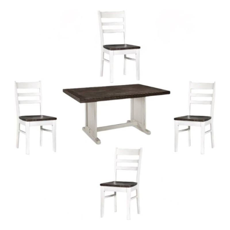 Home Square 5-Piece Set with 4 Ladderback Chairs & 1 Wood Table