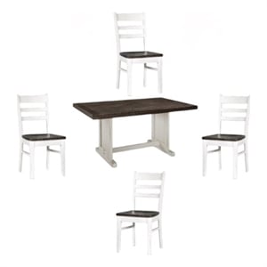 Home Square 5-Piece Set with 4 Ladderback Chairs & 1 Wood Table