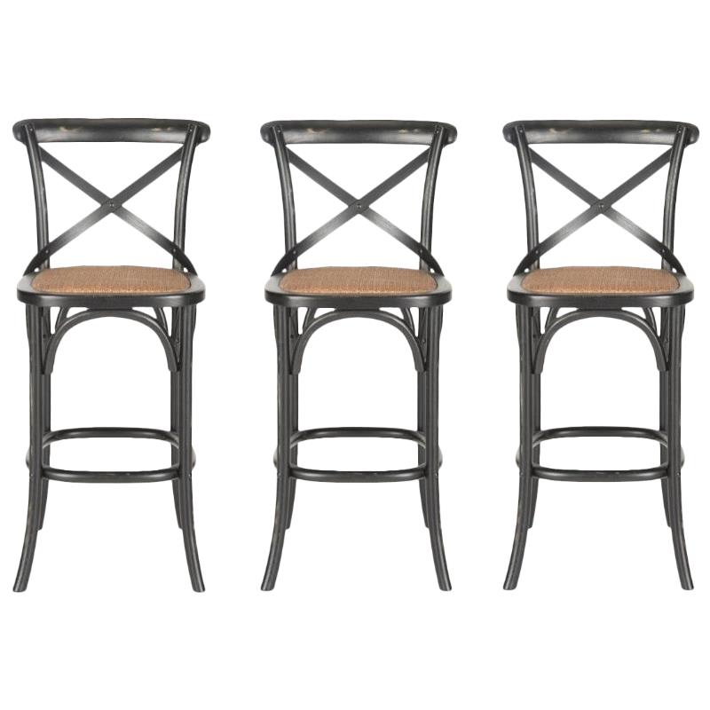Home Square Oak Wood Barstool in Hickory - Set of 3