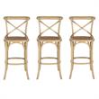 Home Square Industrial Oak Wood Barstool in Weathered Oak - Set of 3