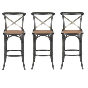 Home Square 44.1&quotH Oak Wood Barstool in Hickory - Set of 3
