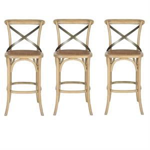 Home Square Oak Wood Barstool in Weathered Oak - Set of 3