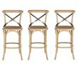 Home Square Oak Wood Barstool in Weathered Oak - Set of 3