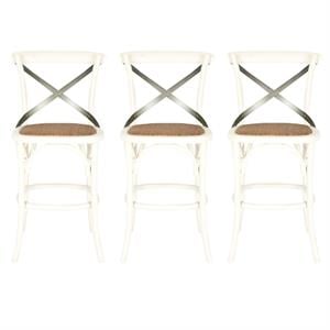Home Square Oak Wood 24&quot Counterstool in Ivory - Set of 3