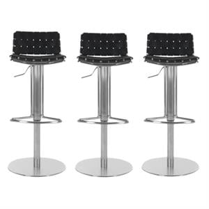 Home Square 38&quot Gas Lift Bar Stool in Black - Set of 3