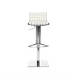 Home Square Leather Seat Steel Adjustable Bar Stool in Creme - Set of 3