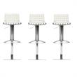 Home Square Leather Seat Steel Adjustable Bar Stool in Creme - Set of 3