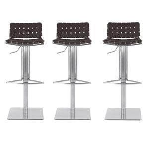 Home Square 30.7&quot Gas Lift Bar Stool in Brown - Set of 3