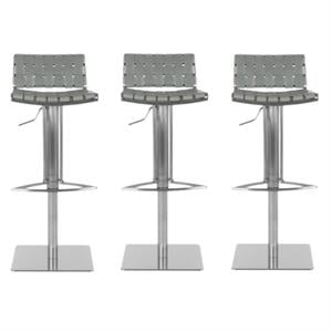 Home Square 30.7&quot Gas Lift Bar Stool in Gray - Set of 3