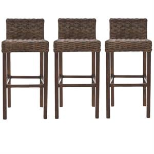 Home Square 29.5&quot Mango Wood Bar Stool in Crocus - Set of 3