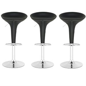 Home Square 23.2&quot-31.7&quot Chrome Steel Bar Stool in Black - Set of 3