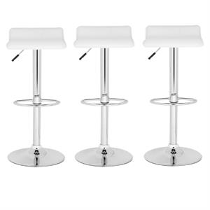Home Square 22.3&quot-30.7&quot Chrome Steel Bar Stool in White - Set of 3