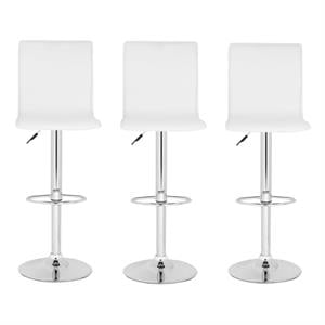 Home Square 23.2&quot-29.5&quot Chrome Steel Bar Stool in White - Set of 3