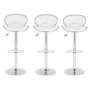 Home Square 24&quot-30.1&quot Chrome Steel Bar Stool in White - Set of 3