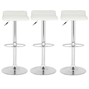 Home Square 22.4&quot-30.9&quot Chrome Steel Bar Stool in White - Set of 3
