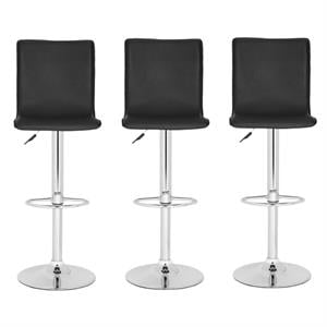 Home Square 23.2&quot-29.5&quot Chrome Steel Bar Stool in Black - Set of 3