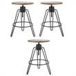 Home Square Adjustable Swivel Counter Stool in Natural Honey - Set of 3