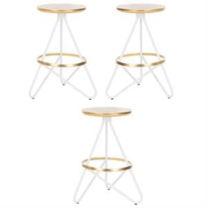 Home Square 24&quot Counter Stool in Gold and White - Set of 3