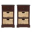 Home Square Side Storage Side Table in Dark Cherry - Set of 2