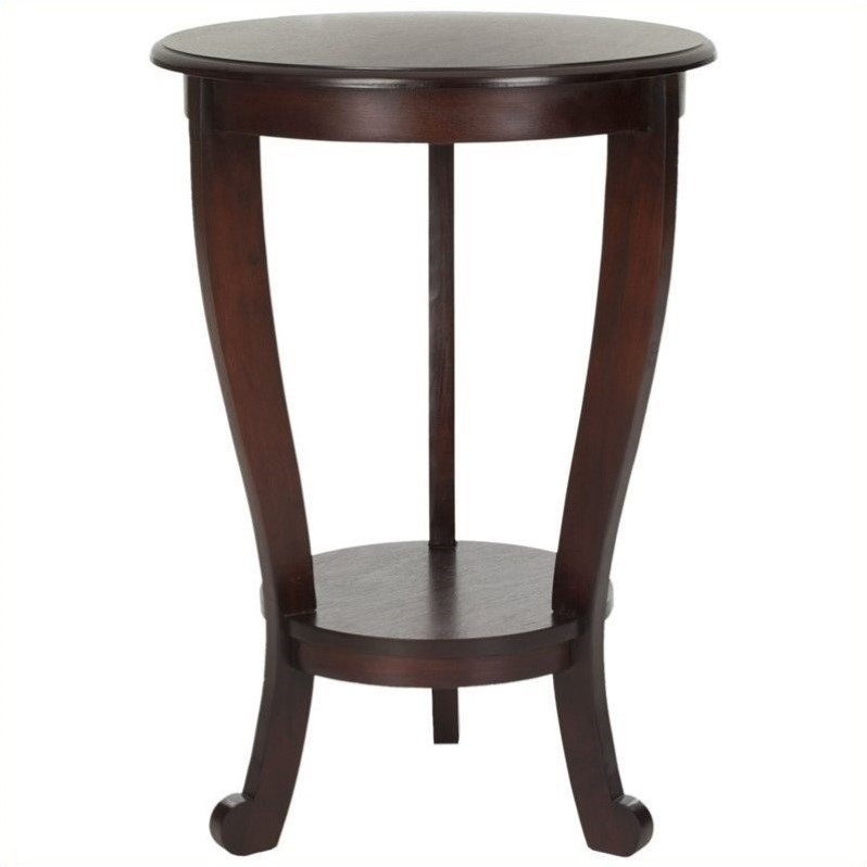 Home Square Wood Pedestal Side Table in Dark Cherry - Set of 2