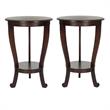 Home Square Wood Pedestal Side Table in Dark Cherry - Set of 2
