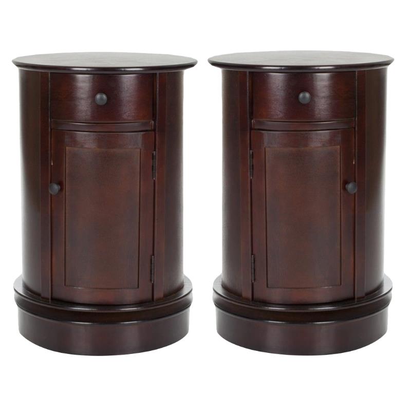 Home Square Wood Oval Cabinet in Dark Cherry - Set of 2