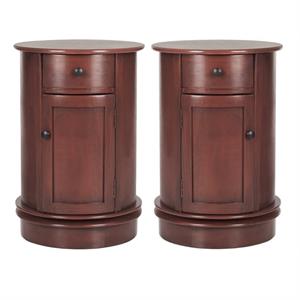 Home Square 26&quotH Oval Pinewood Cabinet in Red - Set of 2