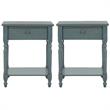 Home Square Pine Wood End Table in Dark Teal - Set of 2