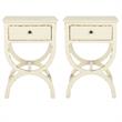 Home Square Poplar Wood Night Table in Distressed Vanilla - Set of 2