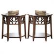 Home Square Wood Hexagon End Table in Brown - Set of 2