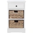 Home Square Distressed Side Storage Side Table in Cream - Set of 2
