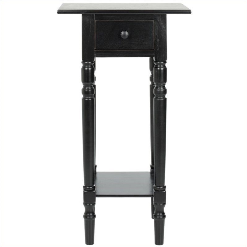 Home Square Wood End Table in Distressed Black - Set of 2