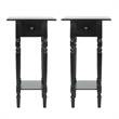 Home Square Wood End Table in Distressed Black - Set of 2