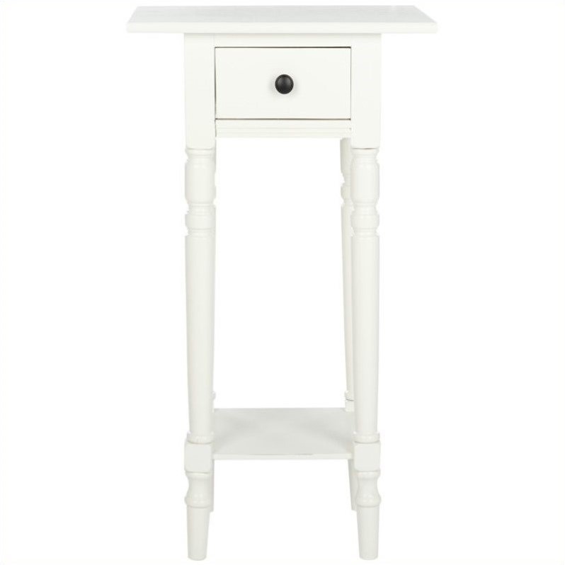 Home Square Wood End Table in Distressed Cream - Set of 2