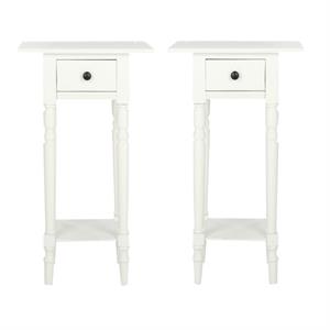 Home Square Wood End Table in Distressed Cream - Set of 2