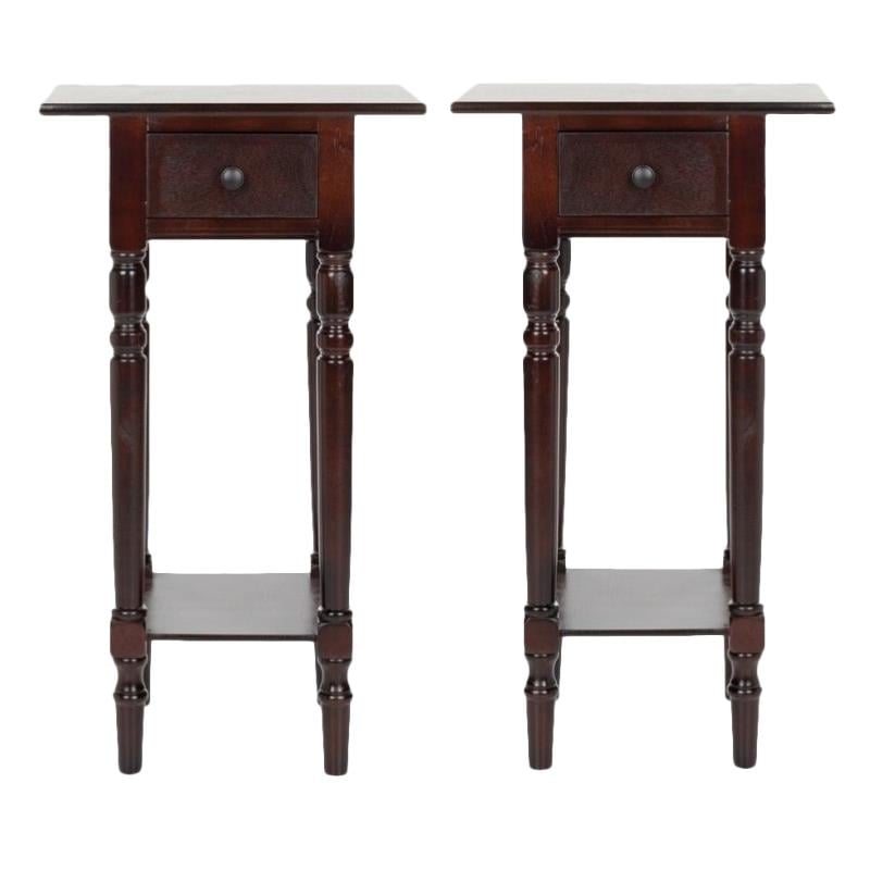 Home Square Wood End Table in Dark Cherry - Set of 2