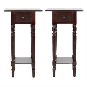 Home Square Wood End Table in Dark Cherry - Set of 2