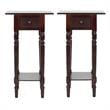 Home Square Wood End Table in Dark Cherry - Set of 2