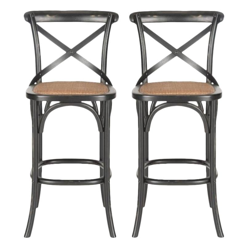 Home Square Oak Wood Barstool in Hickory - Set of 2