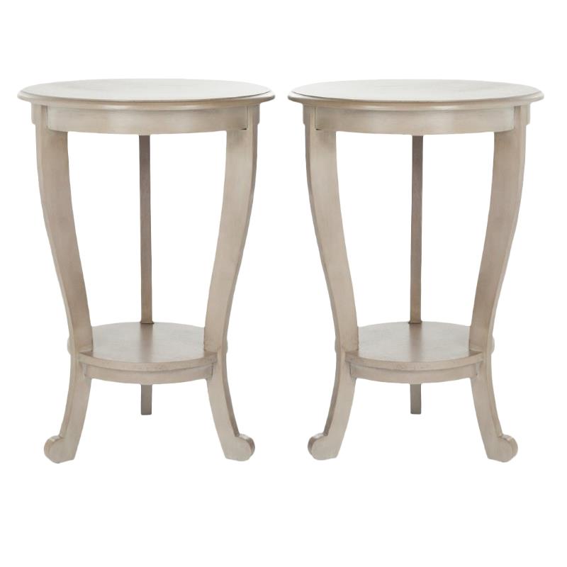 Home Square Wood Pedestal Side Table in Grey - Set of 2