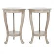 Home Square Wood Pedestal Side Table in Grey - Set of 2