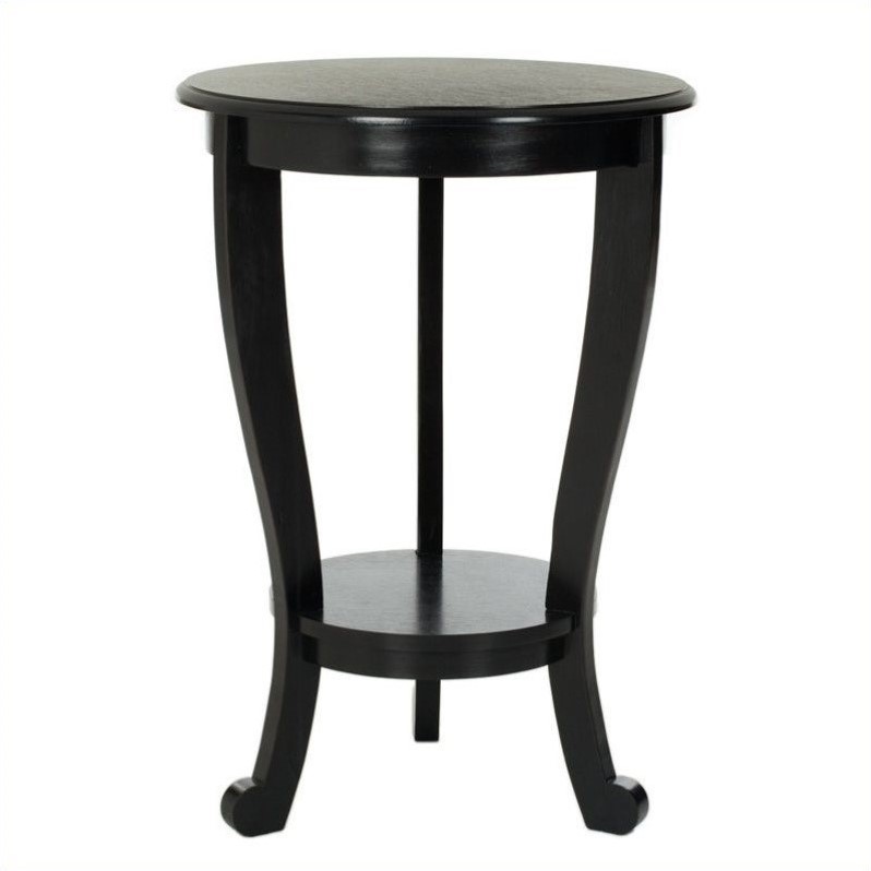 Home Square Wood Pedestal Side Table in Black - Set of 2