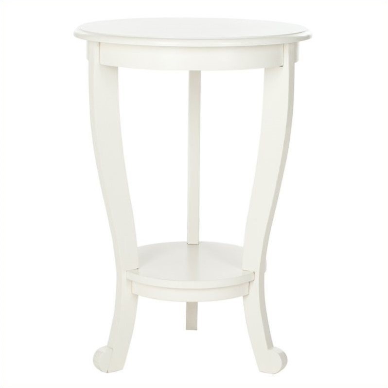 Home Square Wood Pedestal Side Table in Cream - Set of 2