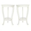 Home Square Wood Pedestal Side Table in Cream - Set of 2