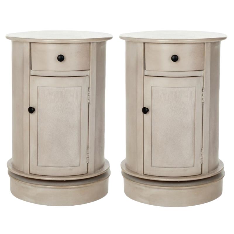 Home Square Wood Oval Cabinet in Vintage Gray - Set of 2