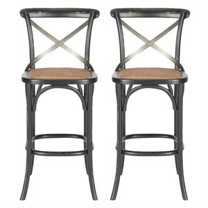 Home Square 44.1&quotH Oak Wood Barstool in Hickory - Set of 2